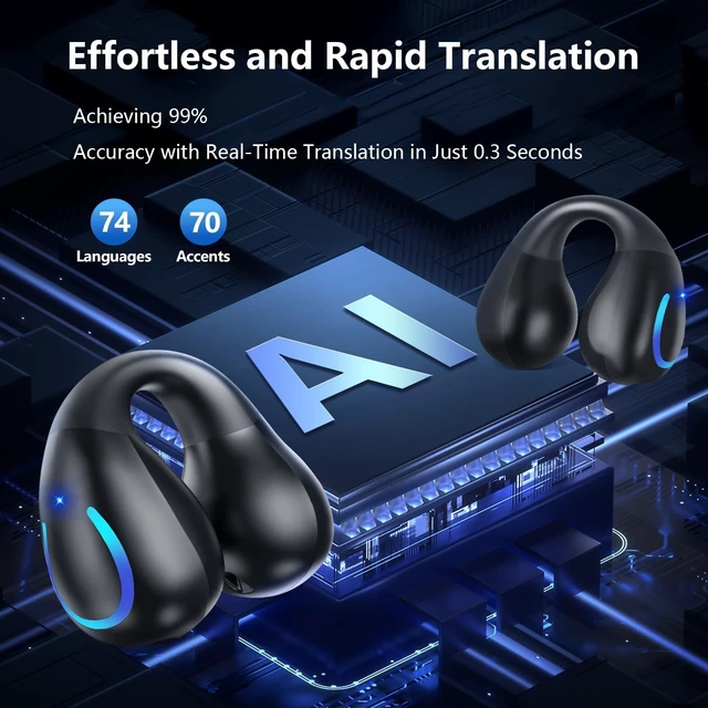 Alt view image 2 of 5 - NUPLEA AI Translation Earbuds Real Time 198 Languages Translator Ear Buds Audifonos Traductores Ingles Espanol Wireless Clip On Earbuds Bluetooth Headphones for Travel Business Meeting Learning