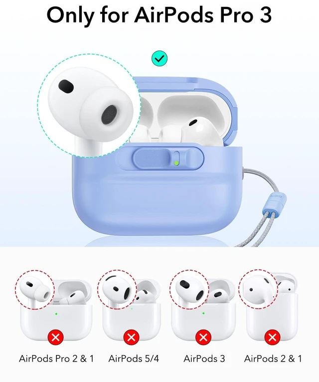 Alt view image 2 of 5 - ESR for AirPods Pro 3 Case (2025), Compatible with MagSafe, Light Blue