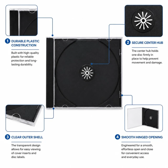 Alt view image 4 of 5 - LEIFIDE 30 Pcs 10.4 mm CD Jewel Cases Plastic CD Cases, Black