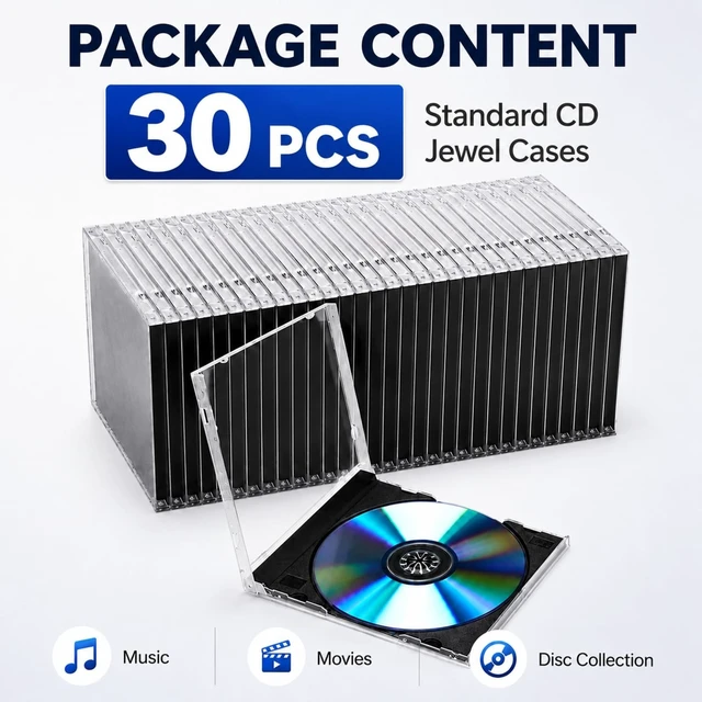 Alt view image 3 of 5 - LEIFIDE 30 Pcs 10.4 mm CD Jewel Cases Plastic CD Cases, Black