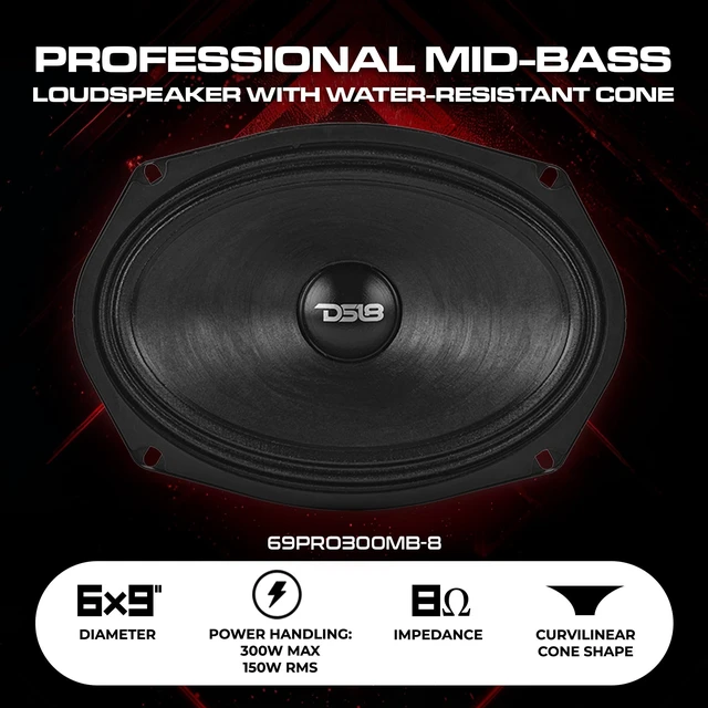 Alt view image 2 of 5 - DS18 69PRO300MB-8 6x9 Inch Mid Bass Speaker 150W RMS 8 Ohm Water Resistant High Efficiency Pro Audio Loudspeaker for Car Door or Motorcycle Fairing