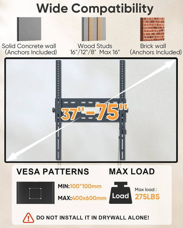 Alt view image 2 of 5 - FORGING MOUNT Portrait TV Wall Mount, Tilt TV Mount for Vertical Mounting of Displays from 32-75 Inch TVs, Holds 275 lbs, Anti-Theft Locking, Max VESA 400x600mm