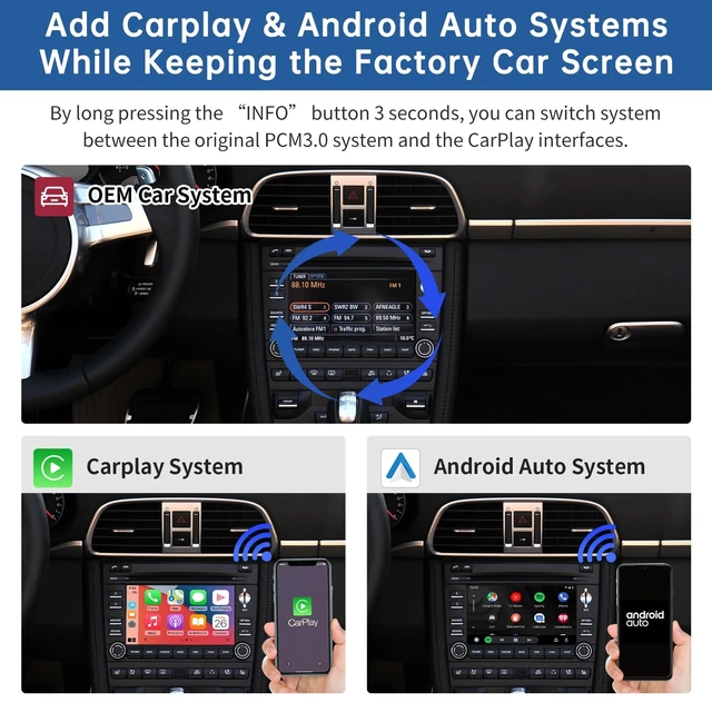 Alt view image 3 of 5 - Road Top Wireless CarPlay Interface Decoder for Porsche PCM 3.0 (20082012)