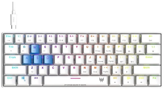 Main image of acer Predator Aethon 330 Gaming Keyboard^^Space-Saving 61-Key Design^^100% Anti-Ghosting with N-Key Rollover^^Kailh Blue Switches^^Personalized RGB Lighting ^^ Dual Mode - Wired & Bluetooth, (Pack