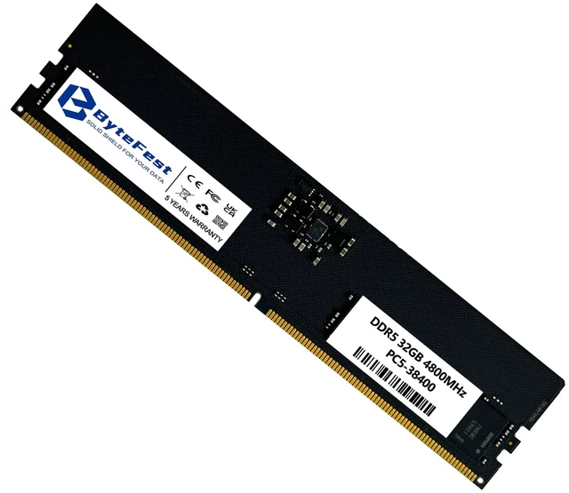 Main image of ByteFest DDR5 RAM 32GB 4800MHz PC5-38400 CL40 UDIMM 1.1V 288 Pin Compatible Desktop Computer Upgrade Memory Module RAM