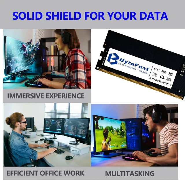 Alt view image 4 of 5 - ByteFest DDR5 RAM 32GB 4800MHz PC5-38400 CL40 UDIMM 1.1V 288 Pin Compatible Desktop Computer Upgrade Memory Module RAM