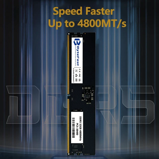 Alt view image 5 of 5 - ByteFest DDR5 RAM 32GB 4800MHz PC5-38400 CL40 UDIMM 1.1V 288 Pin Compatible Desktop Computer Upgrade Memory Module RAM