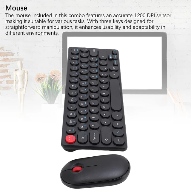 Alt view image 3 of 5 - Sanpyl Wireless Keyboard Mouse Combo, 64-Key Retro Round Keycaps