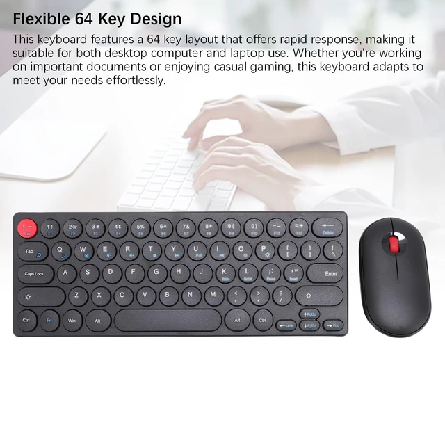 Alt view image 4 of 5 - Sanpyl Wireless Keyboard Mouse Combo, 64-Key Retro Round Keycaps