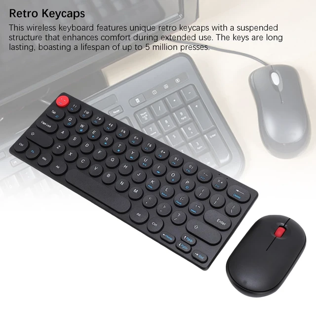 Alt view image 5 of 5 - Sanpyl Wireless Keyboard Mouse Combo, 64-Key Retro Round Keycaps