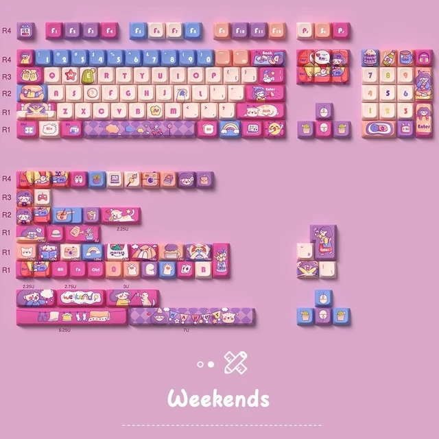 Alt view image 5 of 5 - daixiahu Weekend time Theme keycaps 158 Key PBT keycaps MDA Custom keycap Set is Suitable for 61/87/104/108 Cherry MX Switch and Other Mechanical Keyboards