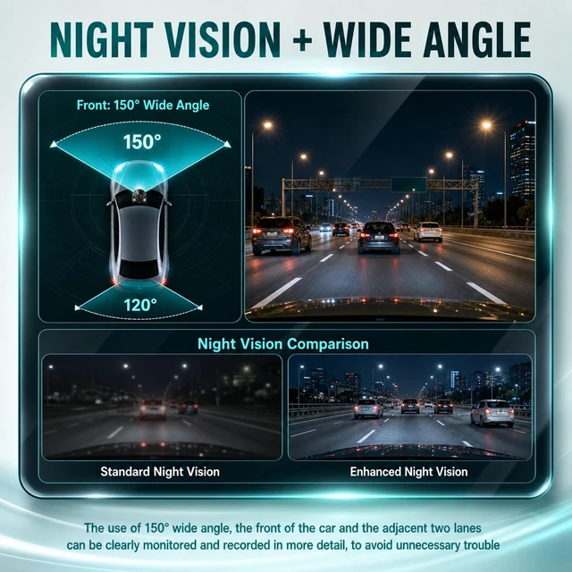 Alt view image 5 of 5 - Hodozzy 4K Dash Cam Front and Rear, Mini Car Camera WiFi Hidden Dash Camera with App Control, Wide Angle Night Vision, Loop Recording G-Sensor DVR for All Cars