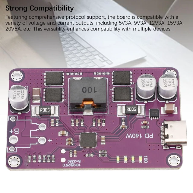Alt view image 4 of 5 - PD3.1 140W Power Bank Module, Type C 5V 3A 20V 5A Charging Board, Mobile Power Module Circuit Board Support 0 QC3.0 QC3.0, with Integrated Boost Bucks Driver (6 Series)