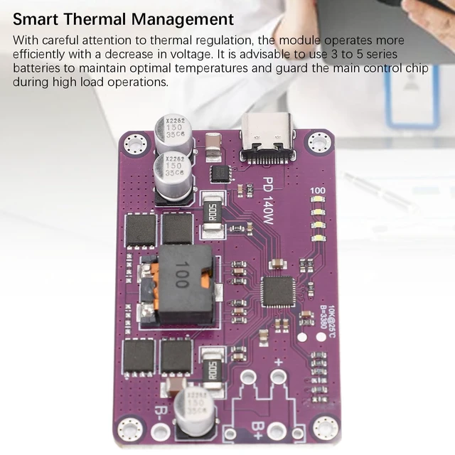 Alt view image 5 of 5 - PD3.1 140W Power Bank Module, Type C 5V 3A 20V 5A Charging Board, Mobile Power Module Circuit Board Support 0 QC3.0 QC3.0, with Integrated Boost Bucks Driver (6 Series)