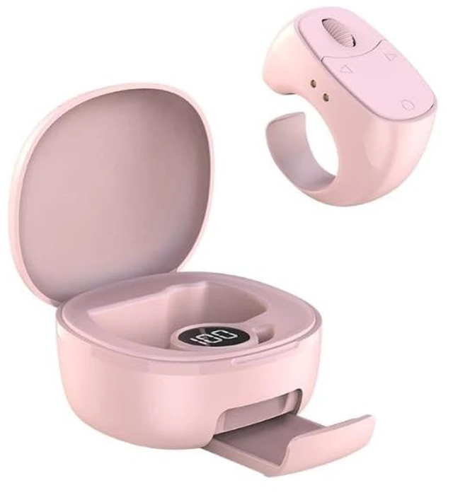 Main image of Smart Scrolling Bluetooth Remote Ring,Multi-Function Finger Air Mouse Wearable Mini Travel Remote Control with Charging Case for Selfies Video E-Books Page Turner for PC Laptop Phone Tablet-pink