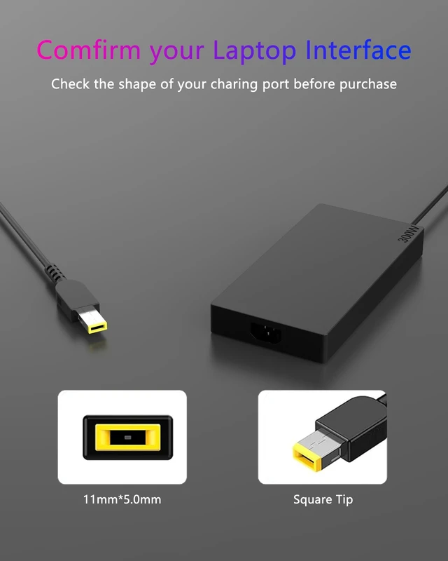 Alt view image 3 of 5 - Nivjuky 300W Gaming Laptop Charger Compatible with Lenovo Legion