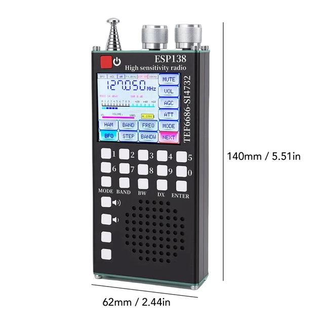 Alt view image 2 of 5 - Eujgoov Full Band Radio Multiband World Band Receiver Air SSB Bluetooth Radio Dual System 2.4 Inch IPS Touchscreen Numeric Keypad Aluminum Alloy with RDS BFO for HAM Enthusiasts