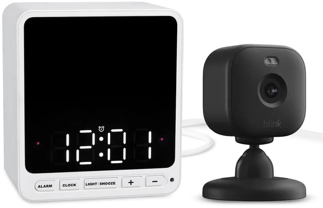Main image of Wasserstein Alarm Clock Case for Blink Mini - Black Version - Discreet Cover for Low-Key Camera Placement - NOT Compatible with Blink Mini 2 (White Version) - Camera NOT Included