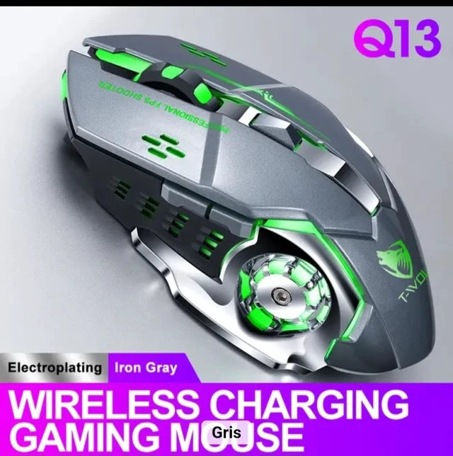 Alt view image 5 of 5 - TWOLF Q13 USB 2.4G Wireless Mouse Rechargeable DPI1600 RGB 6D Breathing Light Computer Gaming Mouse (Black)
