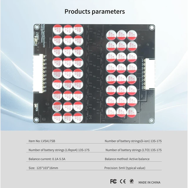 Alt view image 3 of 5 - LVNOON 5.5A 3S to 21S 4S 5S 6S 7S 8S 9S 10S 12S 14S 16S 17S 20S 21S Smart Active Balancer Active Equalizer Balancer for li-ion NCM Lifepo4 LFP LTO Battery Energy Capacitor (13S-17S)