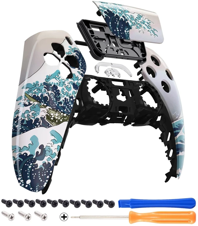 Main image of eXtremeRate The Great Wave Touchpad Front Top Shell Compatible with ps5 Controller BDM-010 020 030 040 050, DIY Replacement Shell Custom Touch Pad Cover Compatible with ps5 Controller