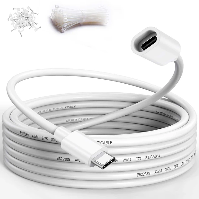 Main image of URELEGAN 25FT USB C Extension Cable for Ring Solar Panel-White Waterproof