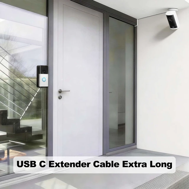 Alt view image 4 of 5 - URELEGAN 25FT USB C Extension Cable for Ring Solar Panel-White Waterproof