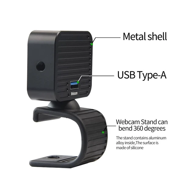 Alt view image 4 of 5 - MOKOSE 4K Webcam for PC, Computer Camera with Microphone & Detachable Stand, 1/2.3" Sensor, Autofocus, Plug&Play, USB Streaming Camera for Gaming, Video Calling