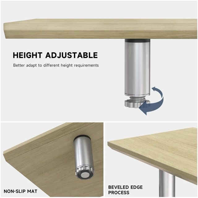 Alt view image 4 of 5 - Fenge 39.4 Dual Monitor Stand with Height Adjustable Legs, Oak