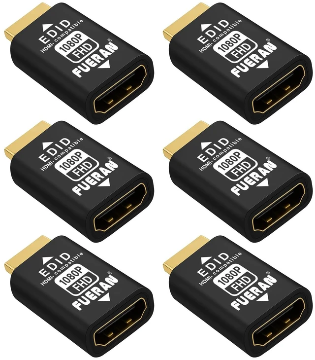 Main image of FUERAN HDMI edid Emulator Adapter, 1920X1080@60Hz emulators,Reliable Pass-Through for Video Splitters, Extenders, AV Receivers Plug & Play1080P@60Hz(6Pack)