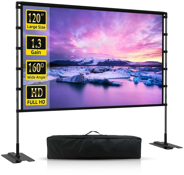 Main image of 120" Portable Projector Screen Stand Front/Rear Indoor/Outdoor Quick Setup