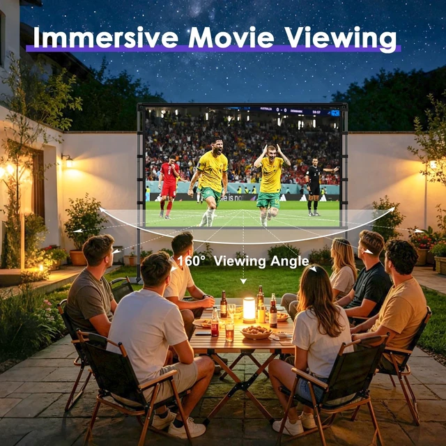 Alt view image 5 of 5 - 120" Portable Projector Screen Stand Front/Rear Indoor/Outdoor Quick Setup