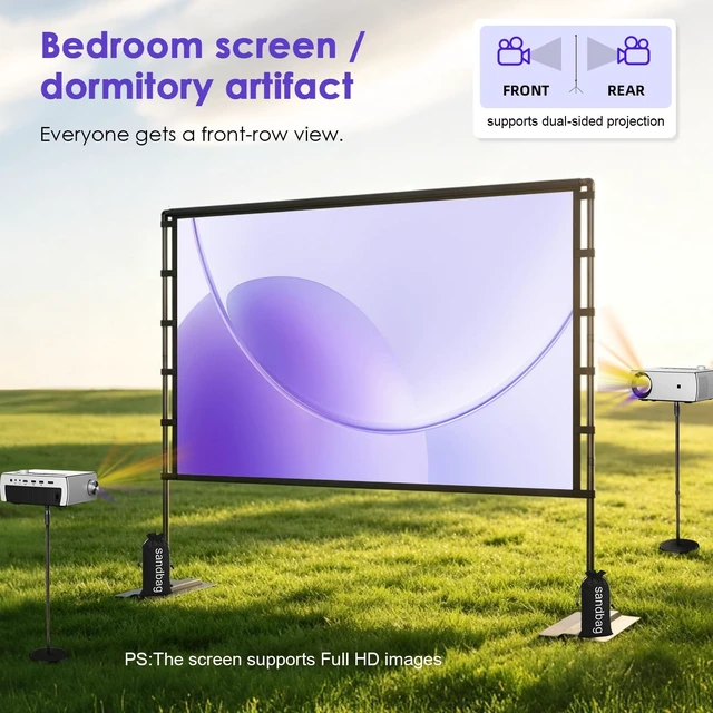 Alt view image 3 of 5 - 120" Portable Projector Screen Stand Front/Rear Indoor/Outdoor Quick Setup