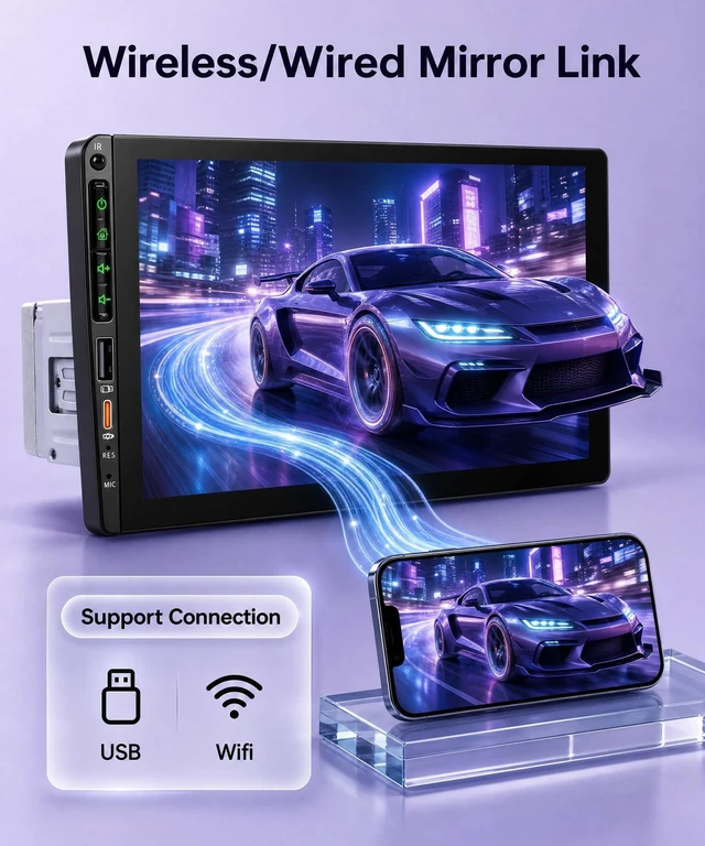Alt view image 3 of 5 - Rimoody 9'' Single Din Car Stereo Wireless Carplay with Android Auto
