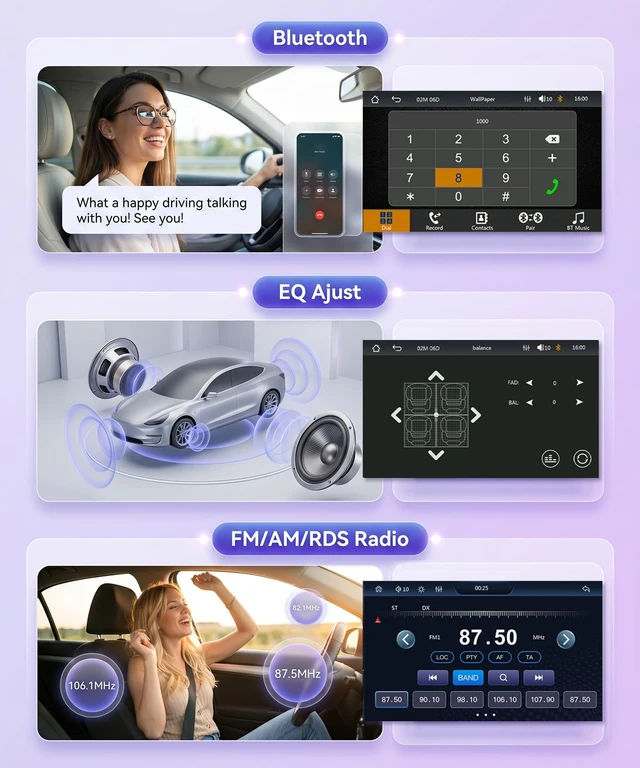 Alt view image 4 of 5 - Rimoody 9'' Single Din Car Stereo Wireless Carplay with Android Auto