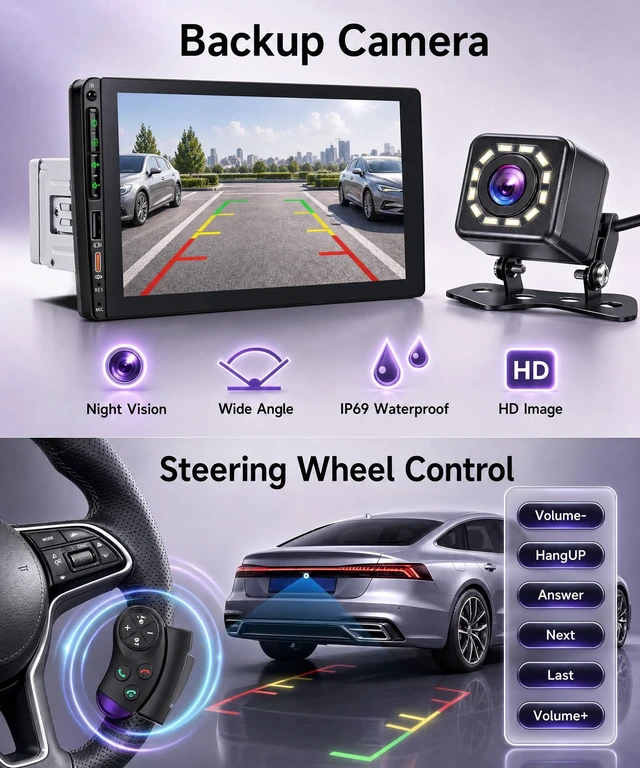 Alt view image 5 of 5 - Rimoody 9'' Single Din Car Stereo Wireless Carplay with Android Auto