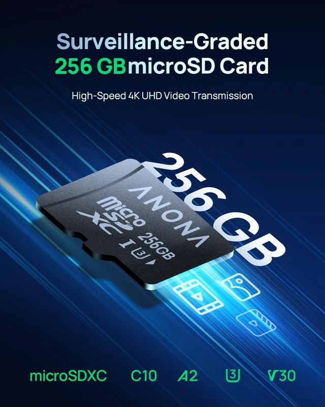 Alt view image 3 of 5 - Anona Micro SD Card 256 GB Memory Card, Up to 100MB/s, Suitable Pano 4K Indoor Camera