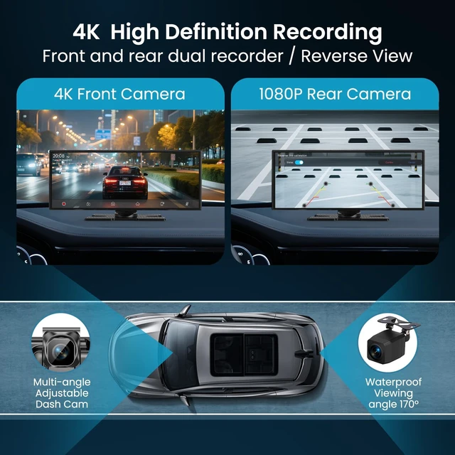 Alt view image 4 of 5 - Largest 11.5 inch Wireless CarPlay Screen for Car,Built-in N-etflix/YouTube/TikTok and other apps,A-pple CarPlay & Android Auto screen with1081P Backup Camera/Navigation/Voice Control,for All V