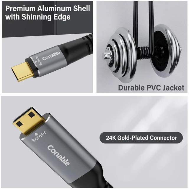 Alt view image 5 of 5 - USB C to Mini HDMI Cable 20 FT, NOT HDMI, 4K@60Hz Uni-Directional, Aluminum