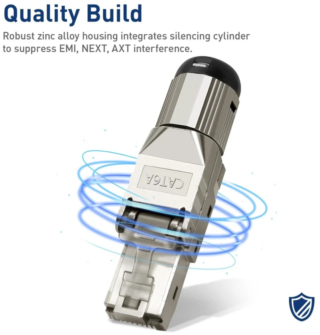 Alt view image 5 of 5 - Cat6A RJ45 Connector Tool Free Shielded RJ45 Termination Plug 12-Pack