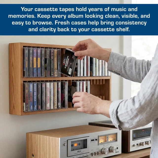 Alt view image 2 of 5 - BCW Cassette Tape Cases 20 Pack (Clear) ^^ Replacement Audio Cassette Cases ^^ Protect & Store Standard Cassette Tapes ^^ Durable Plastic Storage for Music & Blank Tapes
