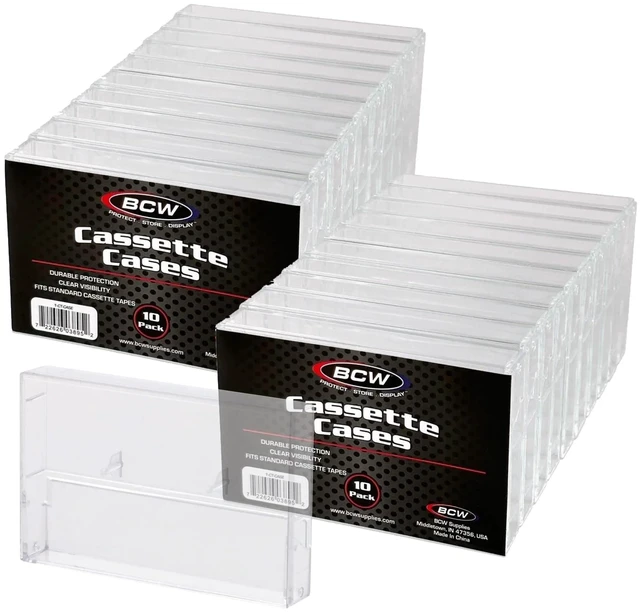 Main image of BCW Cassette Tape Cases 20 Pack (Clear) ^^ Replacement Audio Cassette Cases ^^ Protect & Store Standard Cassette Tapes ^^ Durable Plastic Storage for Music & Blank Tapes
