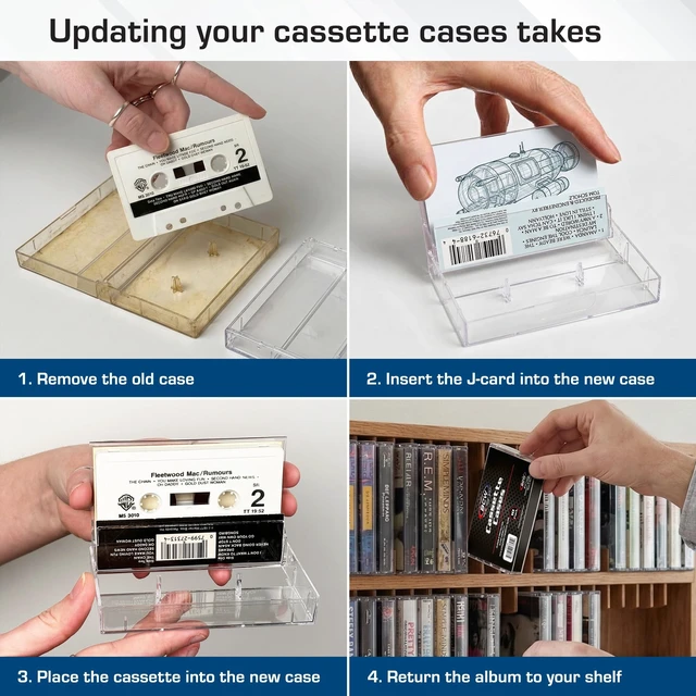 Alt view image 4 of 5 - BCW Cassette Tape Cases 20 Pack (Clear) ^^ Replacement Audio Cassette Cases ^^ Protect & Store Standard Cassette Tapes ^^ Durable Plastic Storage for Music & Blank Tapes