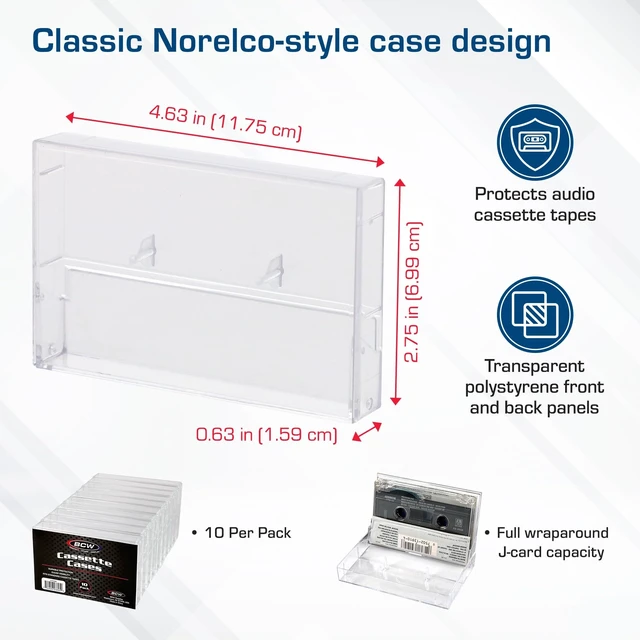 Alt view image 5 of 5 - BCW Cassette Tape Cases 20 Pack (Clear) ^^ Replacement Audio Cassette Cases ^^ Protect & Store Standard Cassette Tapes ^^ Durable Plastic Storage for Music & Blank Tapes