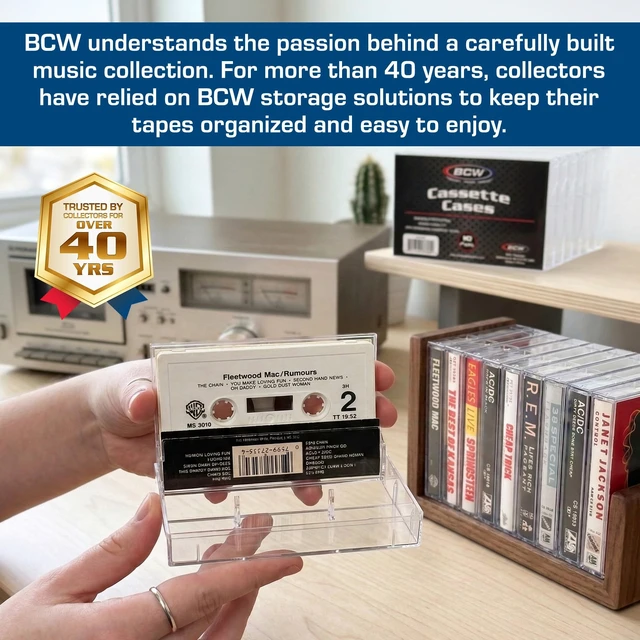Alt view image 3 of 5 - BCW Cassette Tape Cases 20 Pack (Clear) ^^ Replacement Audio Cassette Cases ^^ Protect & Store Standard Cassette Tapes ^^ Durable Plastic Storage for Music & Blank Tapes