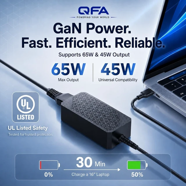 Alt view image 4 of 5 - QFA UL Listed 65W USB C Laptop Charger, UL Listed Type-C Power Adapter