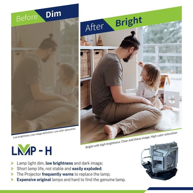 Alt view image 2 of 5 - LMP-H BL-FP240B/FP240C-LMP-H Projector Lamp with Housing for Optoma W306ST X306ST DX611ST EW635 TW635-3D EX400 for LG BE320-SD BE320 BE325 for ACER S1270Hn S1273Hn S1373WHn X1170 X1270 X1270Hn