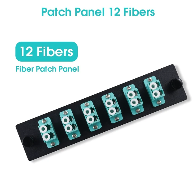 Alt view image 3 of 5 - Duogalia 6 Duplex LC/OM3 Fiber Patch Panel with Duplex Multimode Aqua Blue LC Adapters, 12 Fiber Ports (2-Pack)
