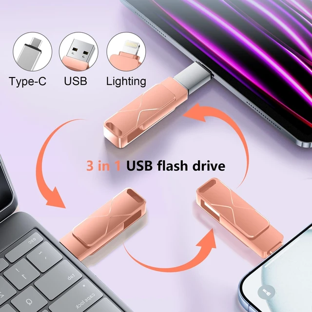 Alt view image 2 of 5 - 512GB USB Flash Drive High-Speed Thumb Drive- Portable Jump Drive for Data Storage, Backup, and File Transfer for PC Laptop Desktop (Rose, 512GB)