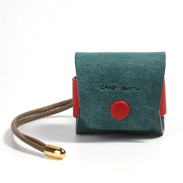 Main image of Handmade Genuine Leather Case for AirPods 4, Shockproof Protective Earbuds Cover with Dual Lanyards, Wireless & Wired Charging Accessible (Type-a-Blue)